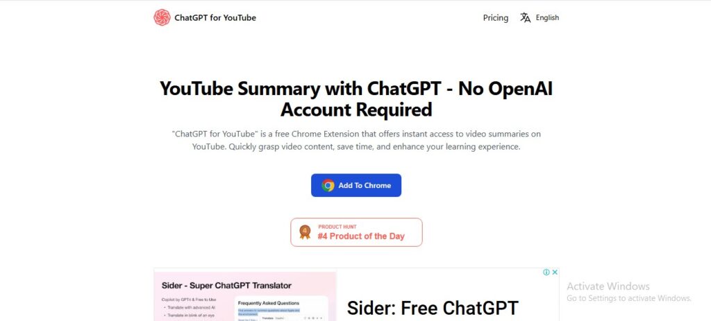 ChatGpt For youtube